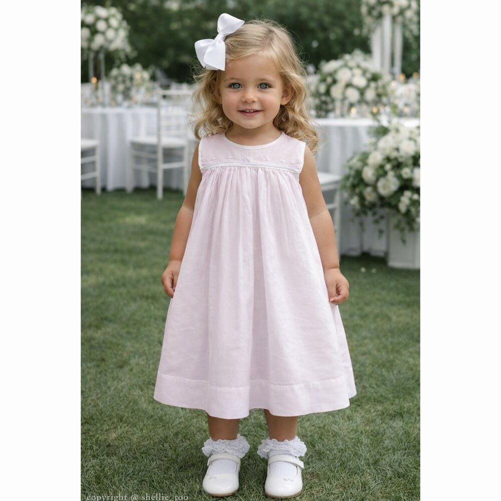 Strasburg Dress Vintage Heirloom Cotton Sundress Pink 12 Month Portrait Vacation